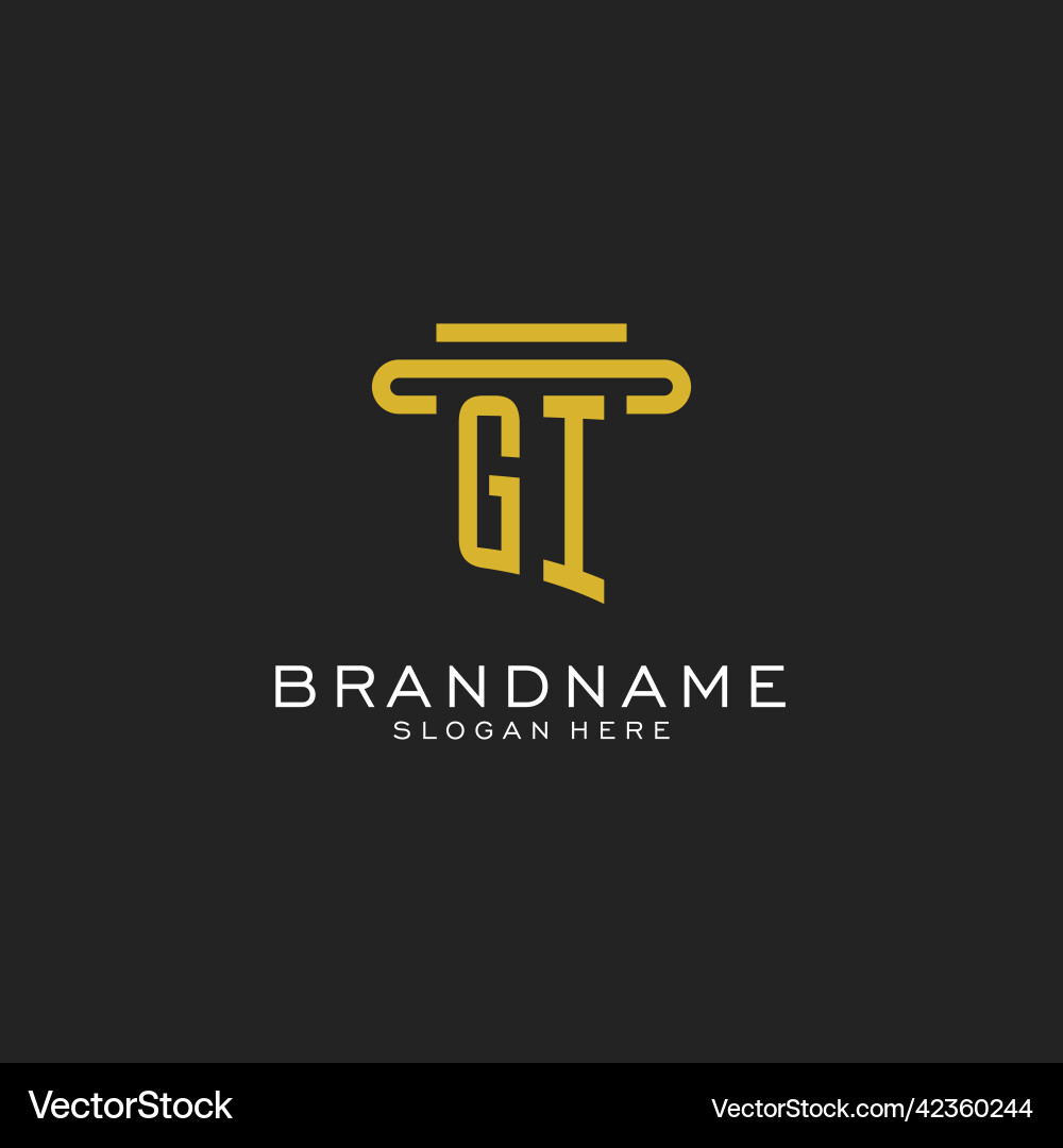 Gi initial logo with simple pillar style design Gi initial logo with simple pillar style design Vector Image