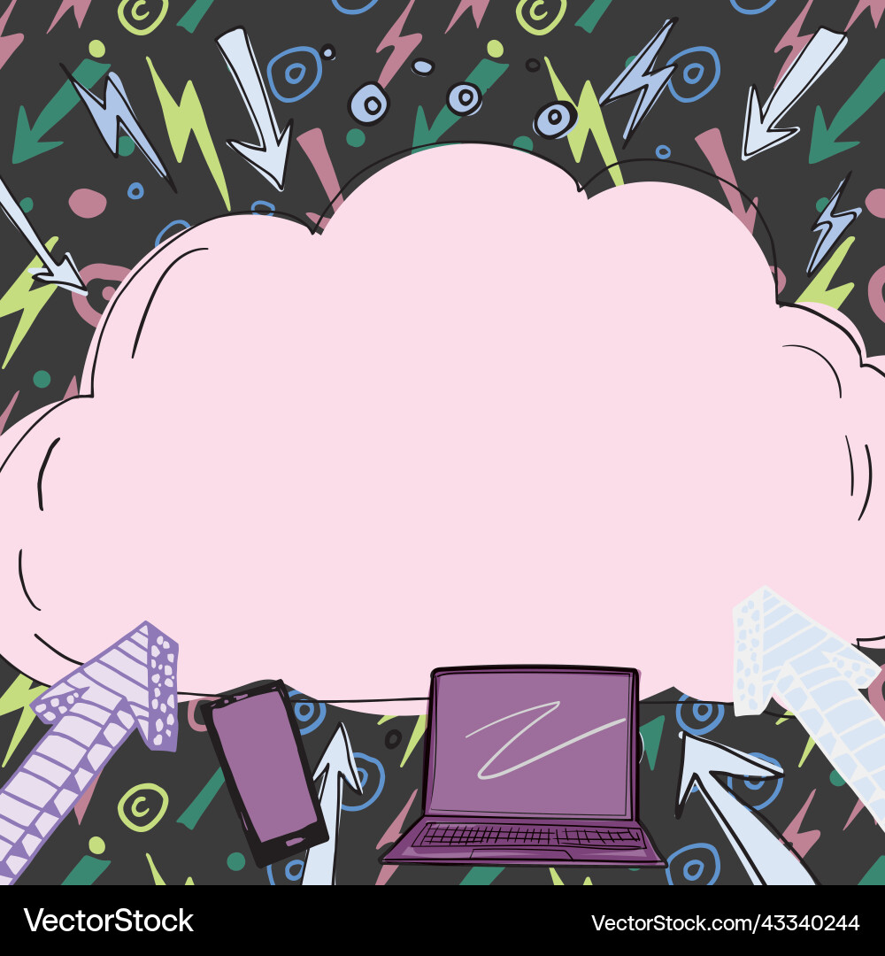 Important message written in cloud above lap top Important message written in cloud above lap top vector image