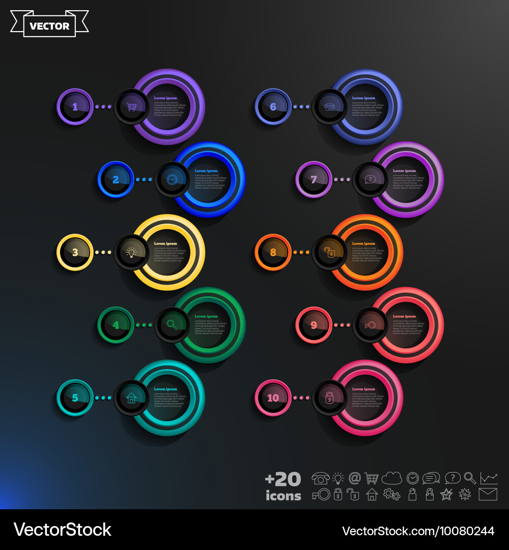 Infographic design list with colorful circles vector image