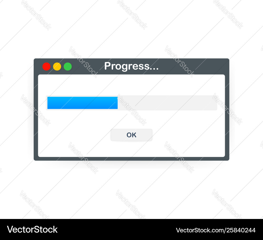 Loading data window with progress bar on white Loading data window with progress bar on white vector image