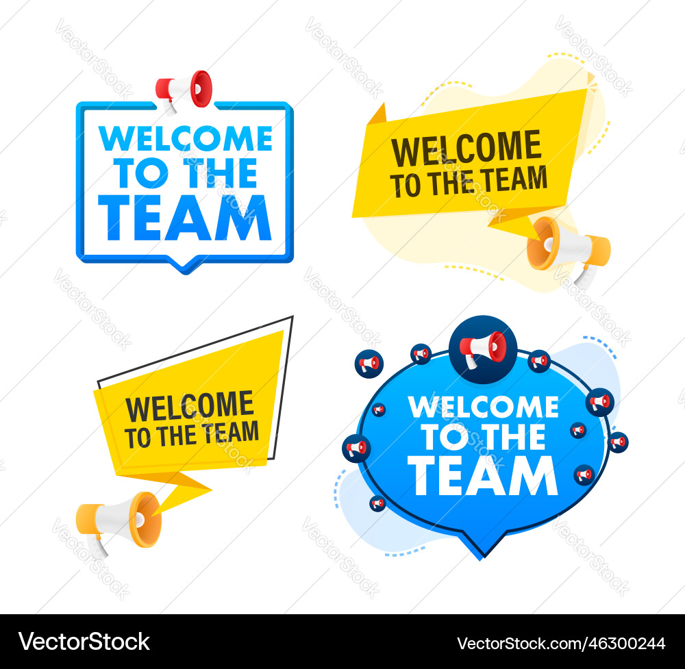 Megaphone label set with text we want your Megaphone label set with text we want your Vector Image