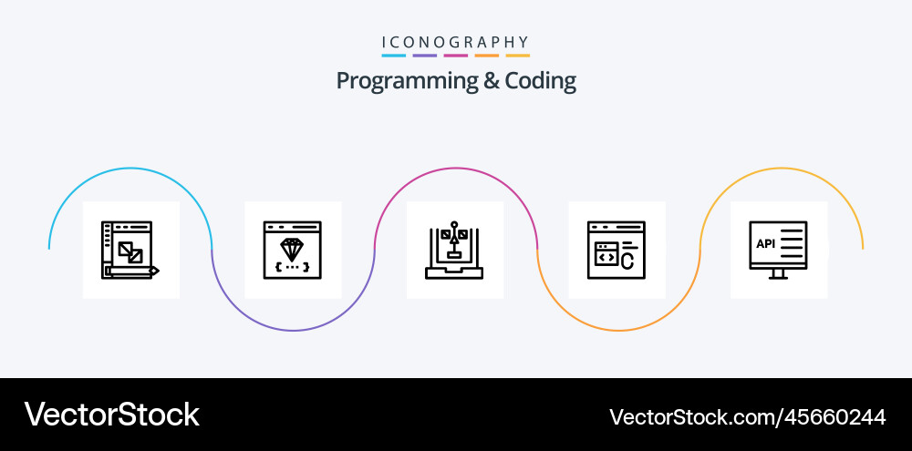 Programming and coding line 5 icon pack including vector image
