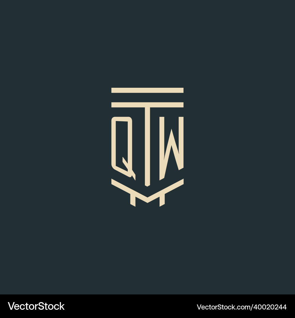 Qw initial monogram with simple line art pillar Qw initial monogram with simple line art pillar Vector Image