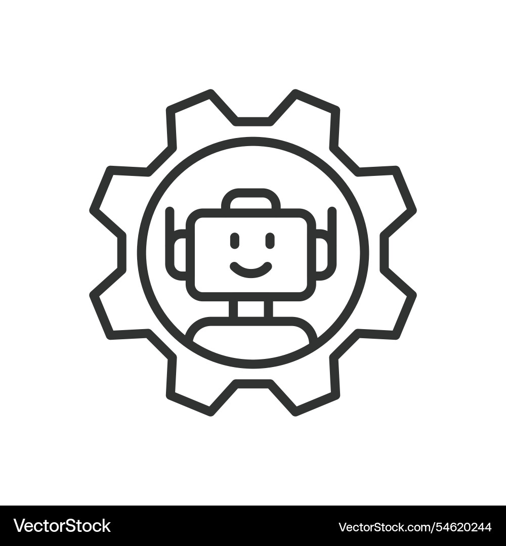 Robot mechanic icon in line design Robot mechanic icon in line design vector image