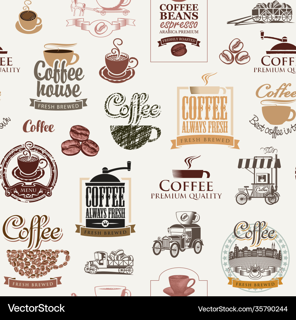 Seamless pattern on theme coffee Royalty Free Vector Image