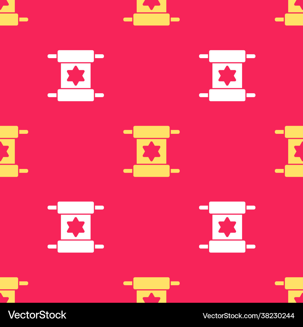 Yellow torah scroll icon isolated seamless pattern Yellow torah scroll icon isolated seamless pattern Vector Image