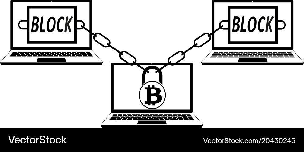 Bitcoin block chain technology vector image