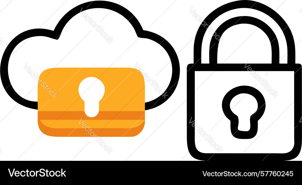 Cloud with padlock icon secure computing vector image