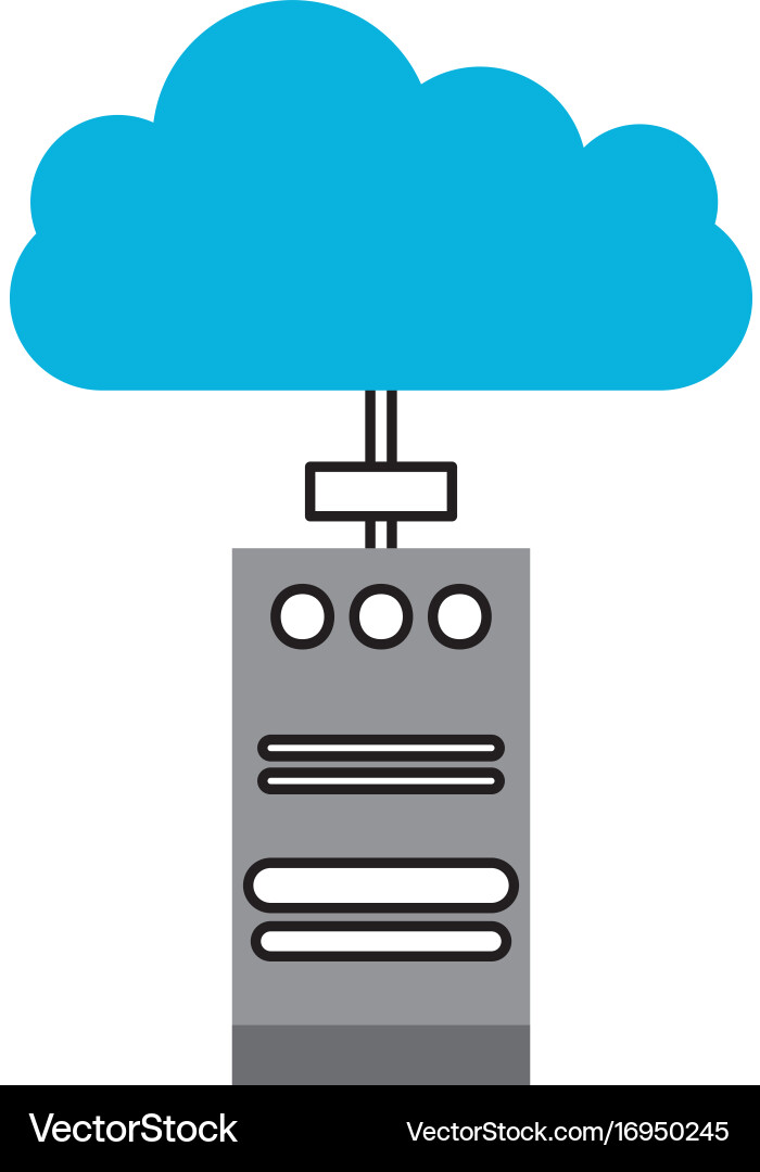 Computer tower with cloud computing vector image