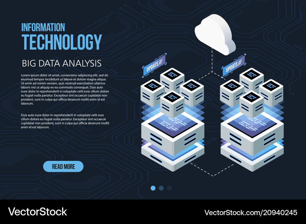 Concept of big data processing isometric Vector Image