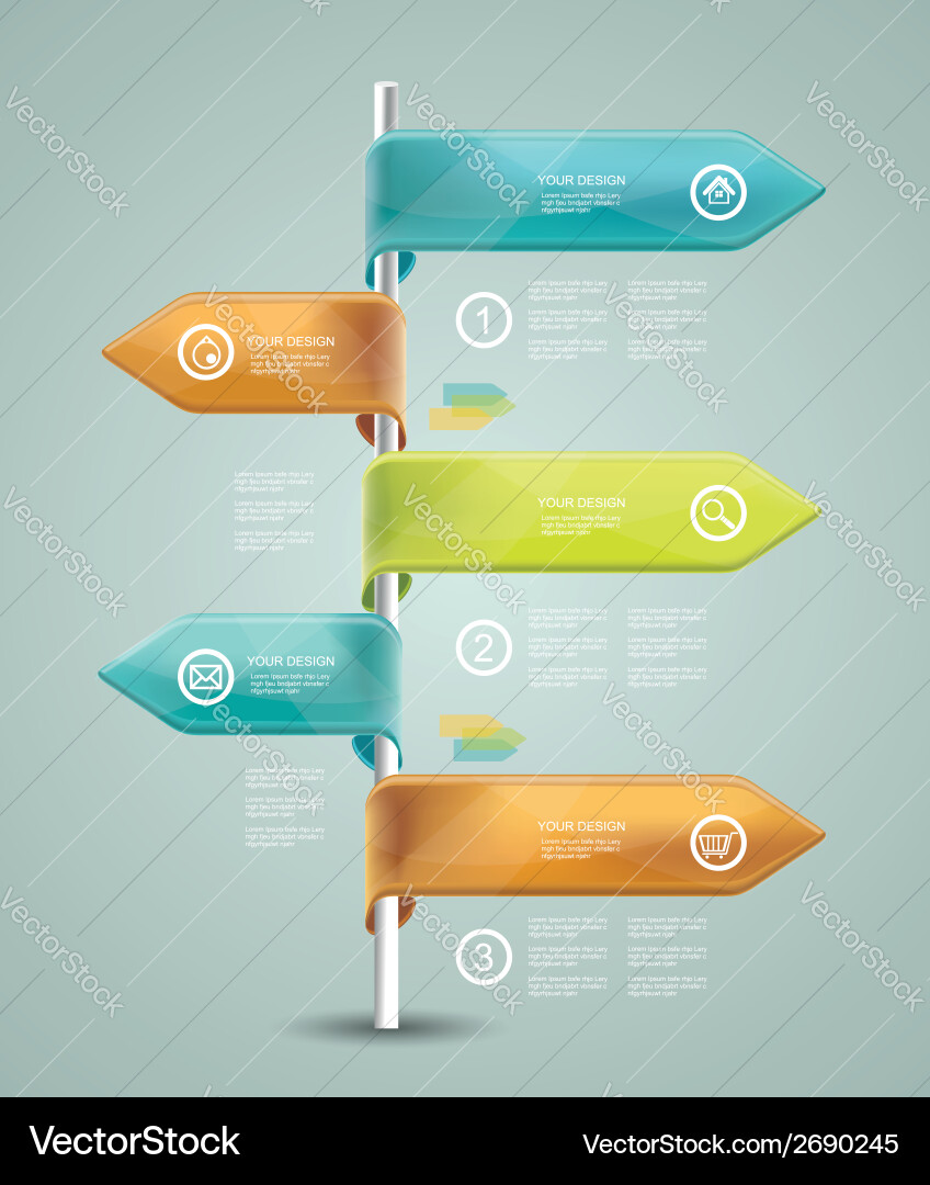 Diagram template of multidirectional pointers Vector Image