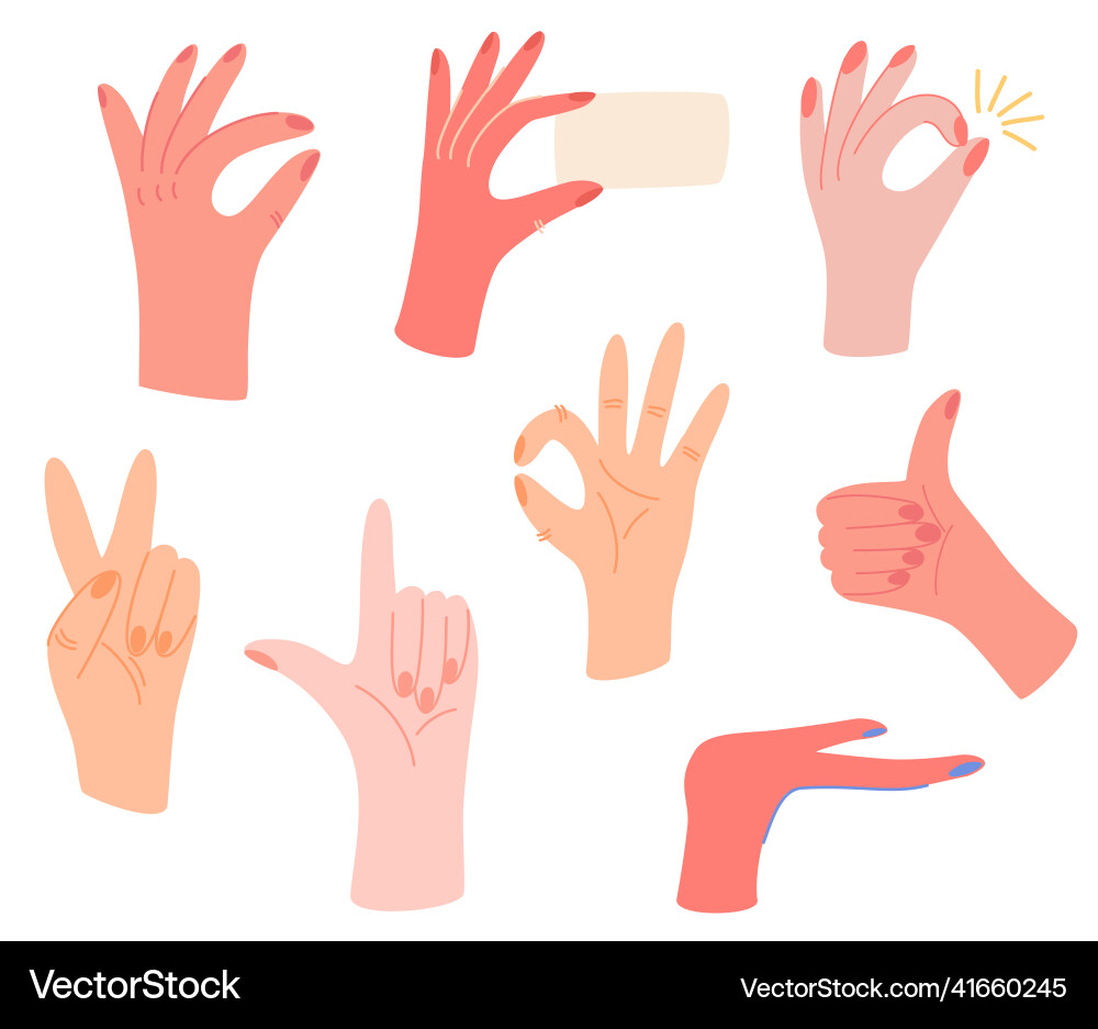 Different hands big set various gestures pointing Different hands big set various gestures pointing vector image