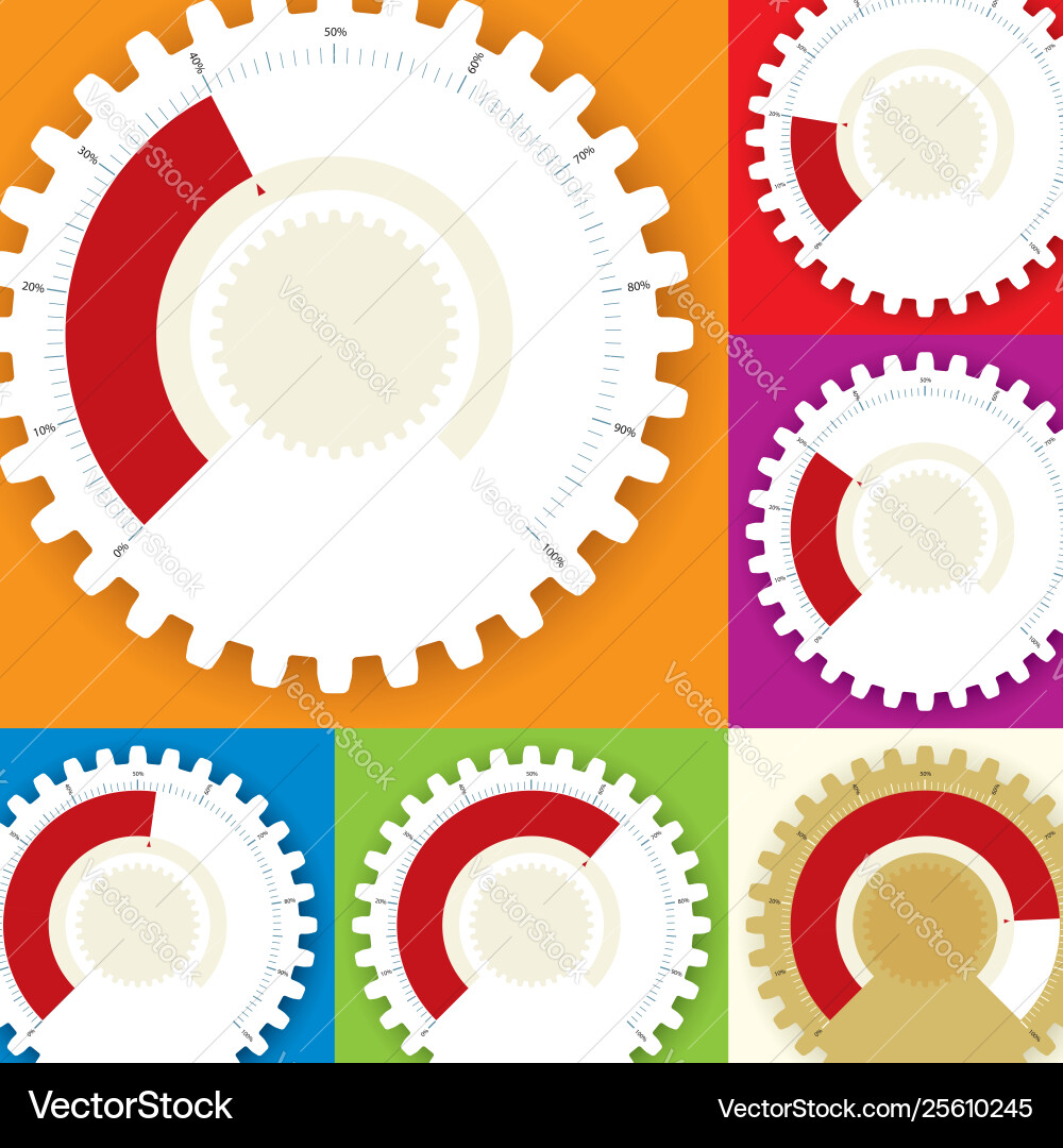Editable gear or cog charts with multiple values vector image