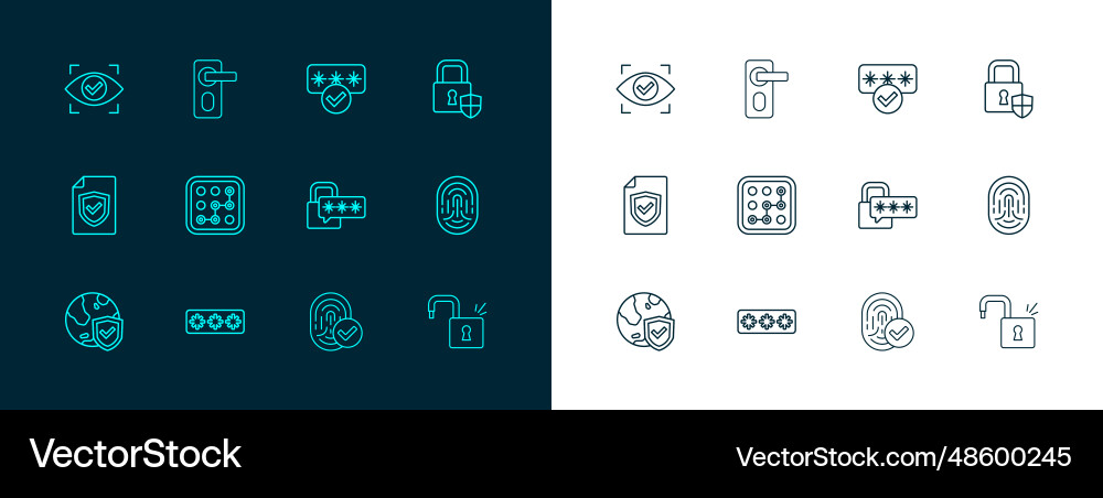 Set line shield security with lock password Set line shield security with lock password vector image