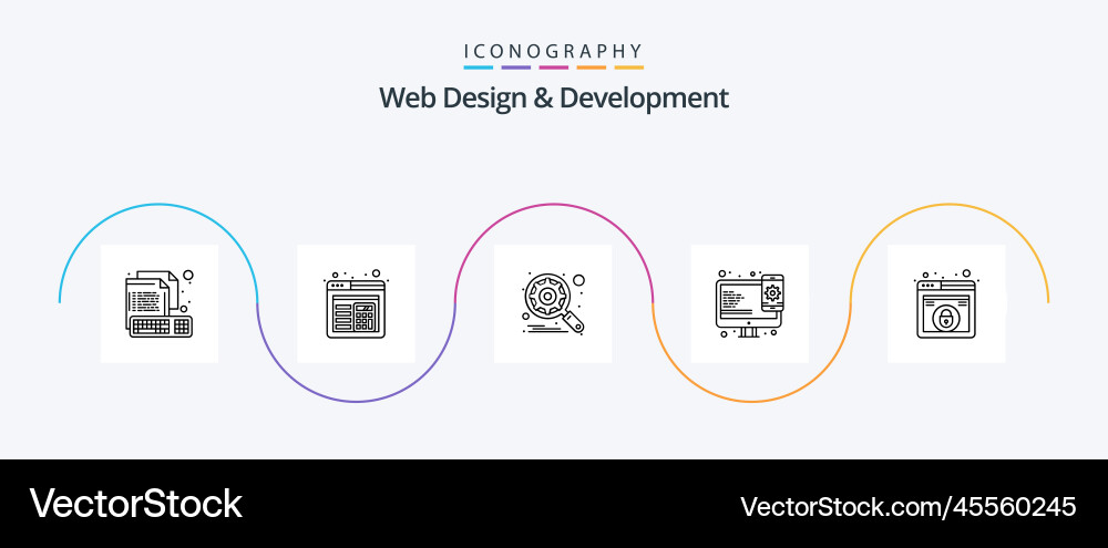 Web design and development line 5 icon pack vector image