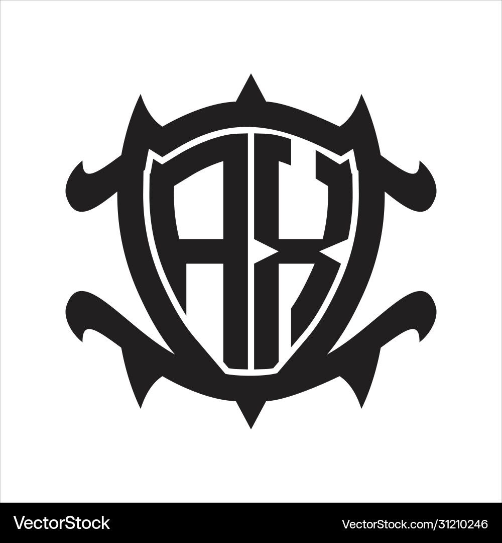 Ax logo monogram isolated with frame shield shape vector image