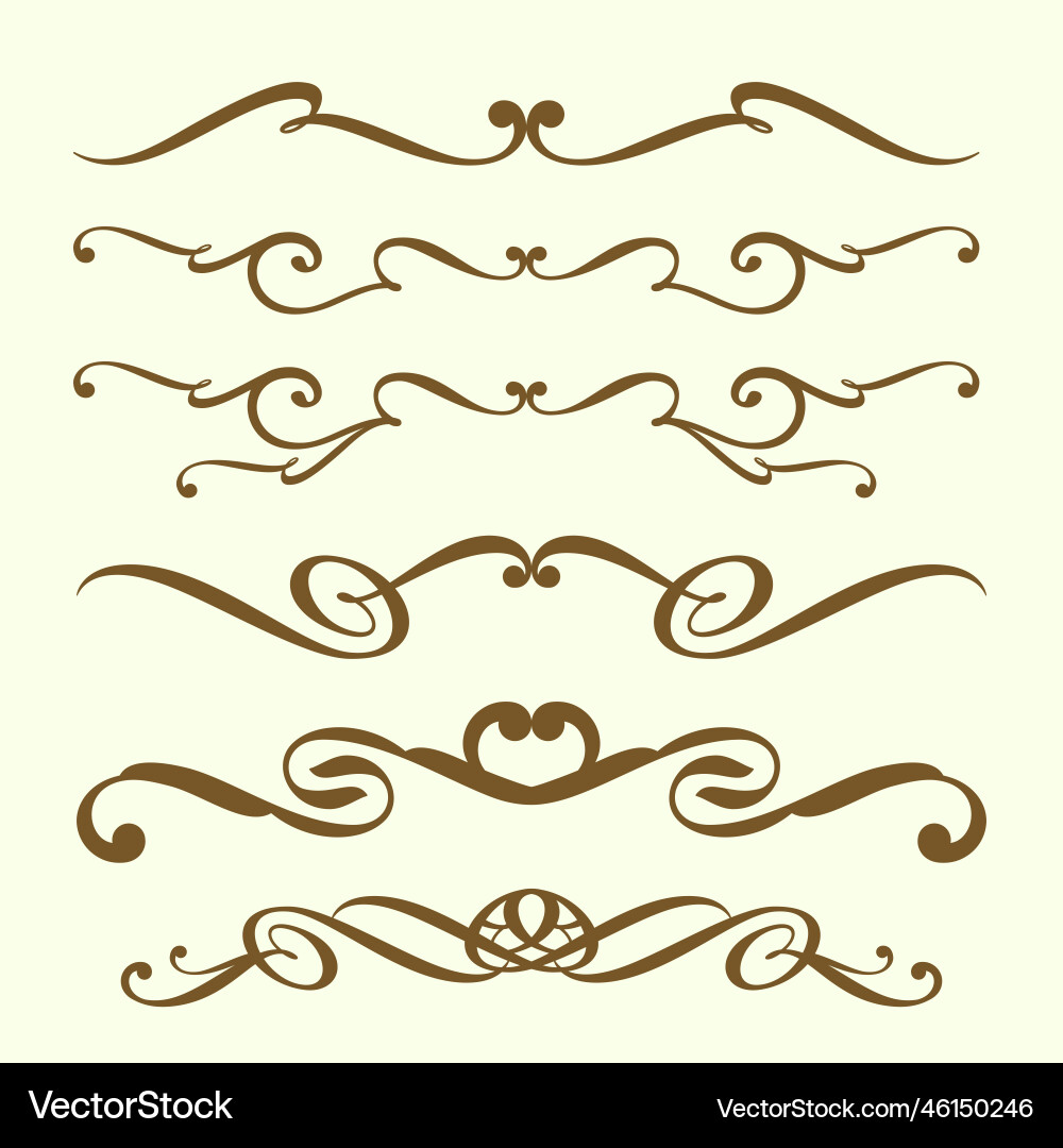 Brown swash ornamental collection Brown swash ornamental collection vector image
