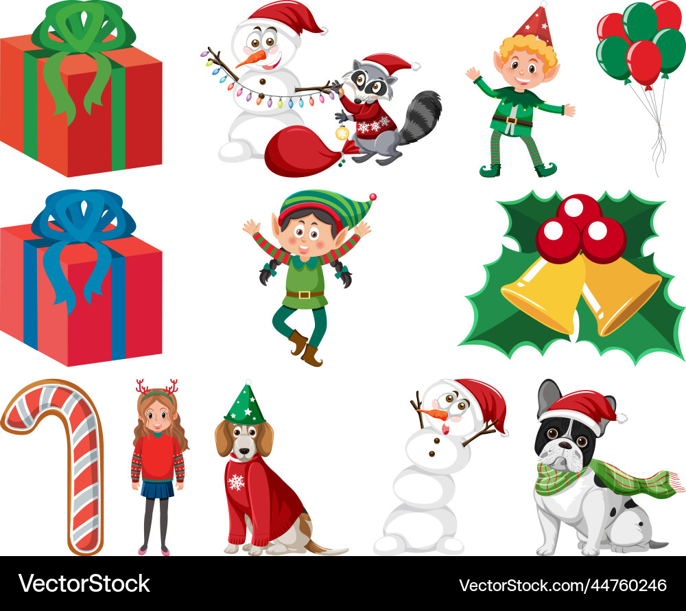 Christmas characters and elements set Christmas characters and elements set vector image
