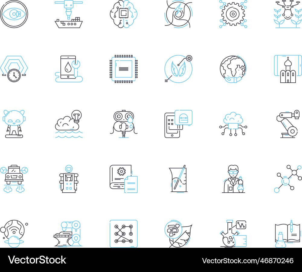 Computerisierte Systeme lineare Icons setzen Automatisierung Computerisierte Systeme lineare Icons setzen Automatisierung vektorbild