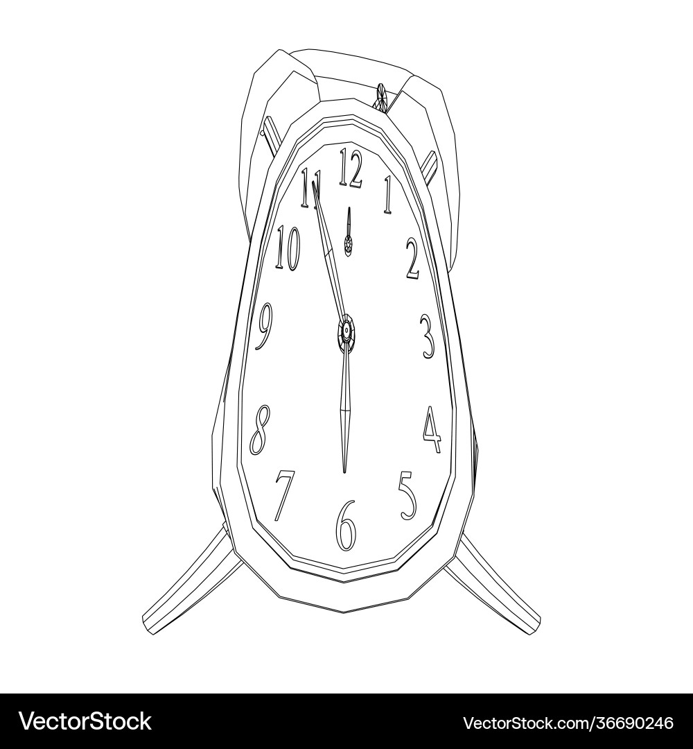 Contour a table clock with an alarm Contour a table clock with an alarm vector image