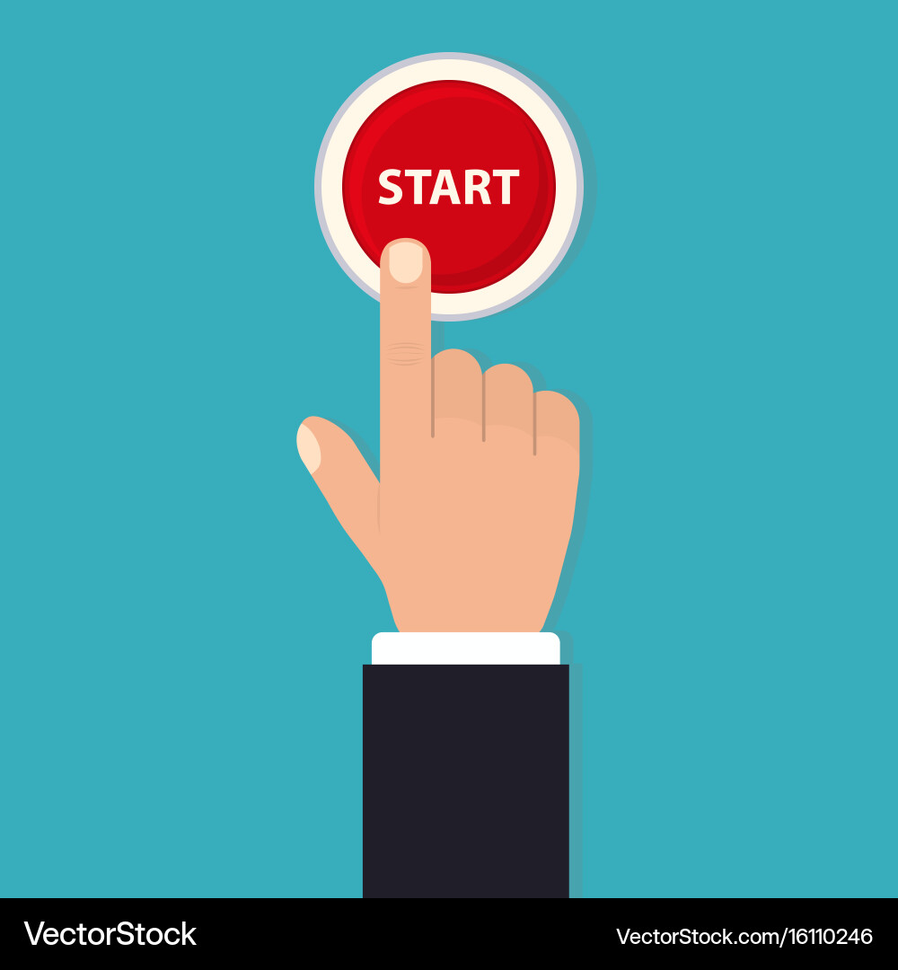 Hand Push Start Button Concept vector image