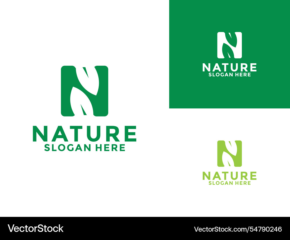 Initial letter n with leaf combination logo Vector Image