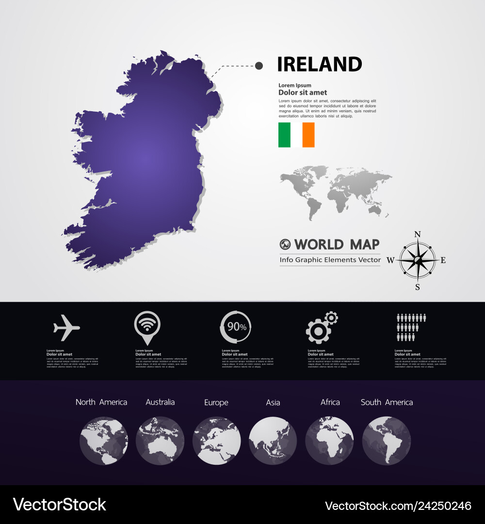 Ireland map Royalty Free Vector Image - VectorStock
