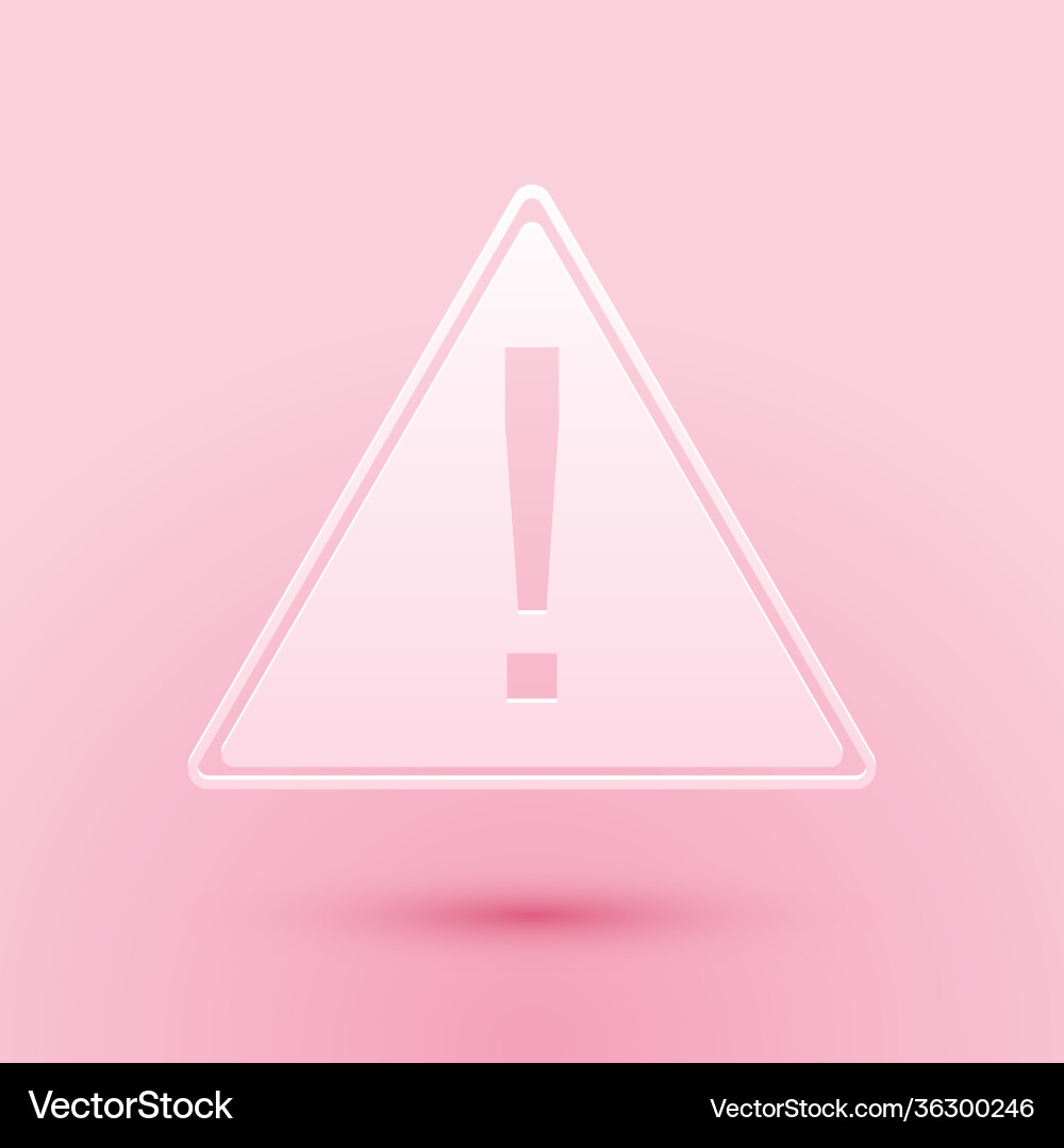 Paper cut exclamation mark in triangle icon Paper cut exclamation mark in triangle icon Vector Image