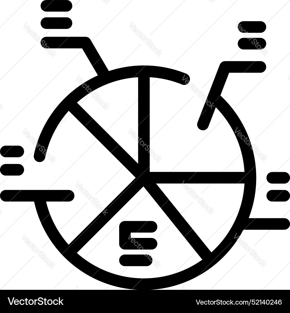 Pie chart representing data connected with lines Pie chart representing data connected with lines vector image