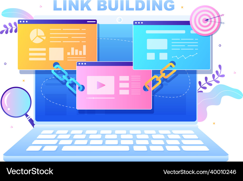 Seo link building as search engine optimization Seo link building as search engine optimization vector image