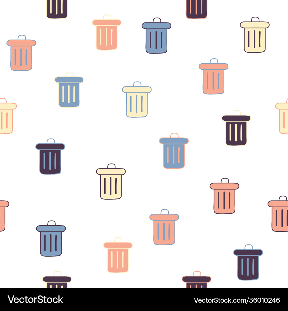 Simple trash can doodle repeat pattern Simple trash can doodle repeat pattern vector image