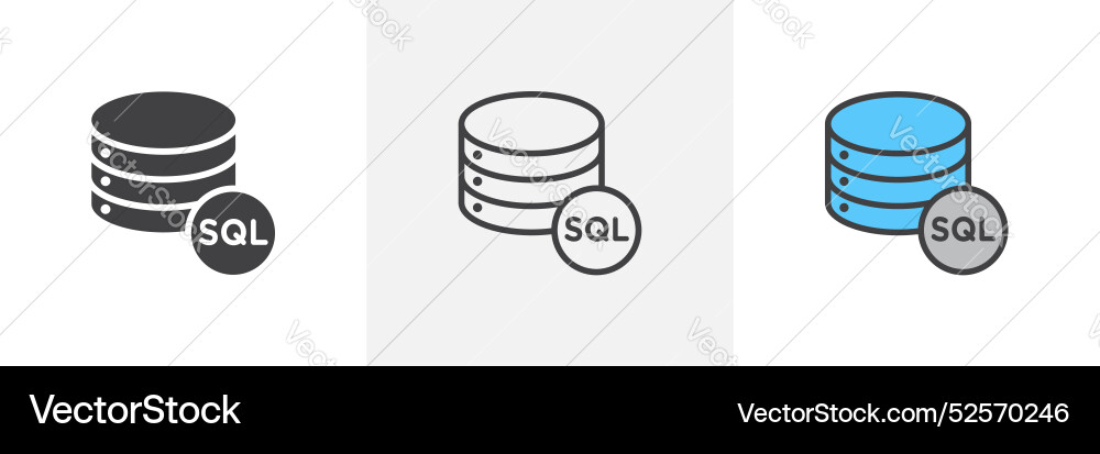 Sql icon set on white background Sql icon set on white background vector image