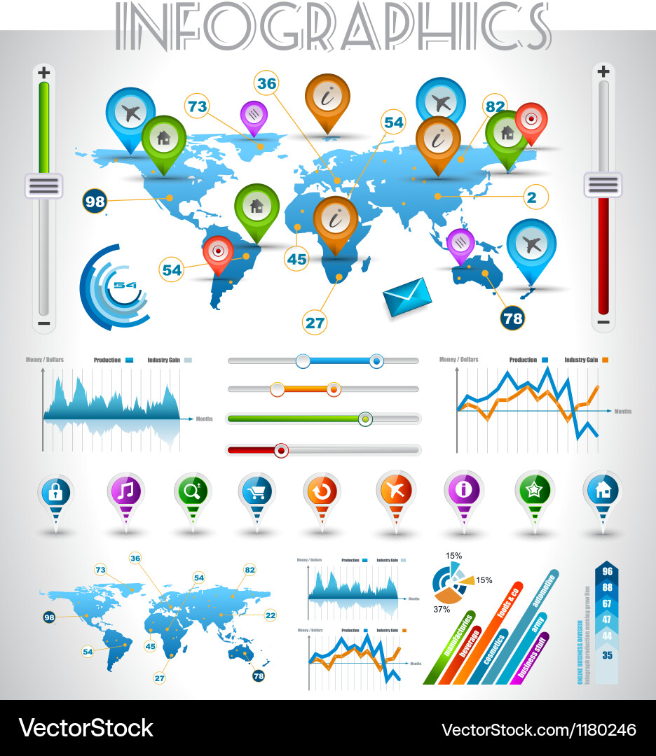 Technology Icons - Data & Chart Set vector image