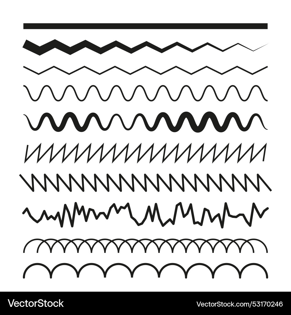 Various line patterns different wave and zigzag Various line patterns different wave and zigzag vector image