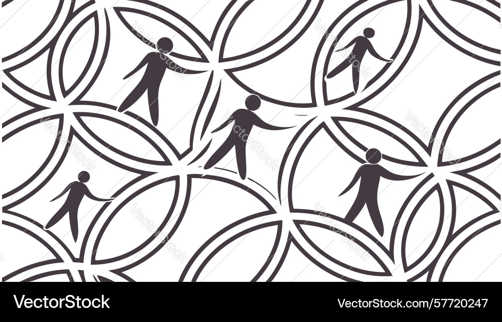 Abstract human figure interlocking circle pattern Vector Image