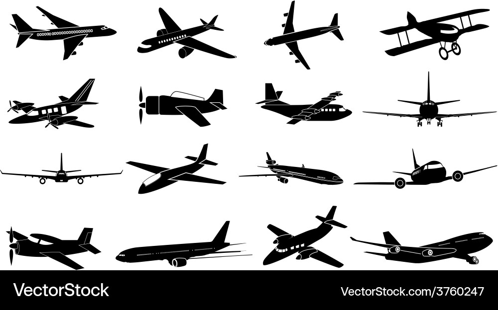 Airplane Icon Set - Flight Symbols vector image