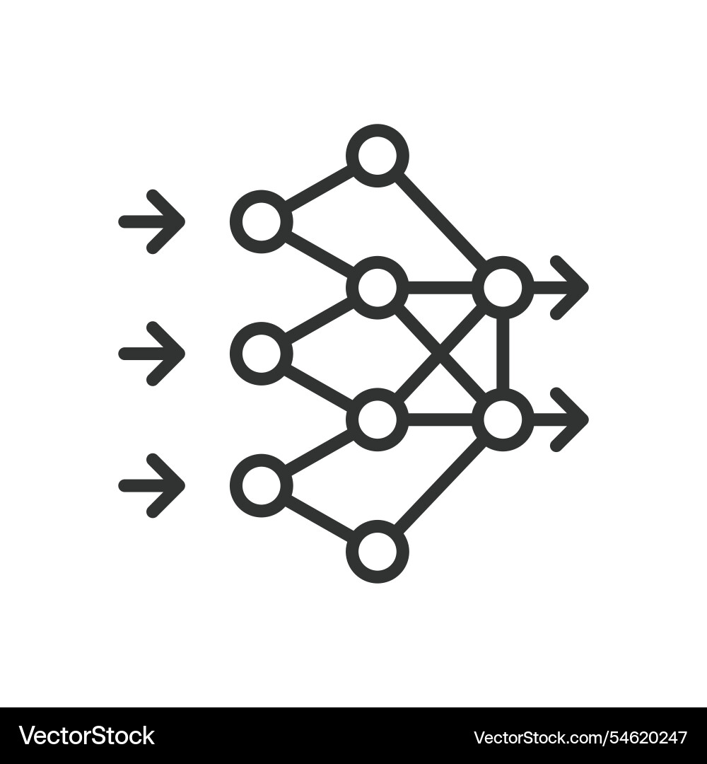 Artificial neural network icon in line design Artificial neural network icon in line design vector image