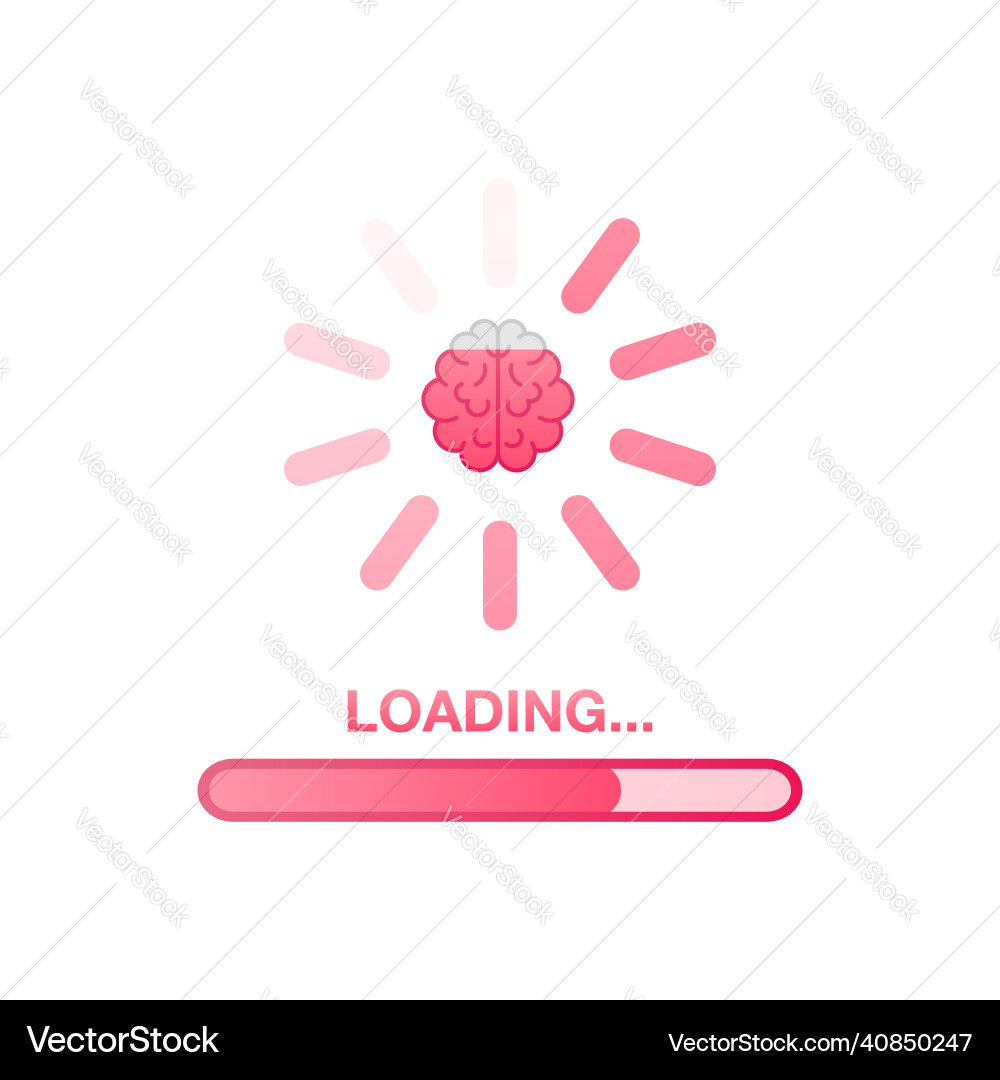 Brain think loading concept with idea processed Brain think loading concept with idea processed Vector Image