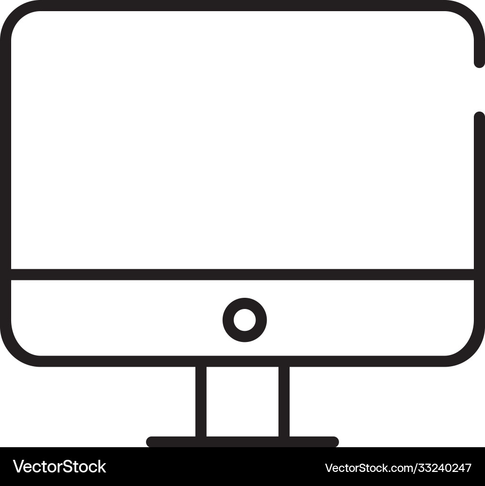 Desktop computer all in one line style icon vector image