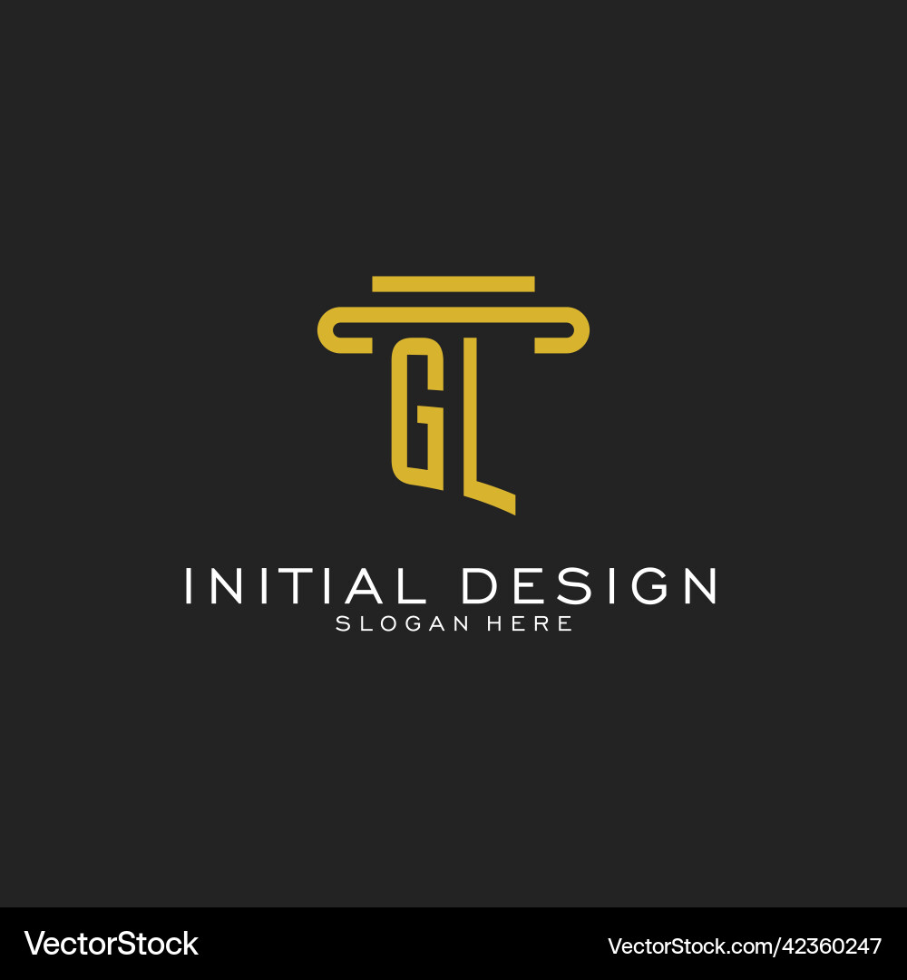Gl initial logo with simple pillar style design Gl initial logo with simple pillar style design vector image