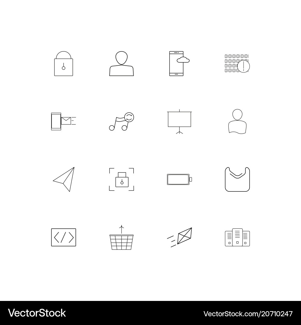 Internet of things simple linear icons set vector image
