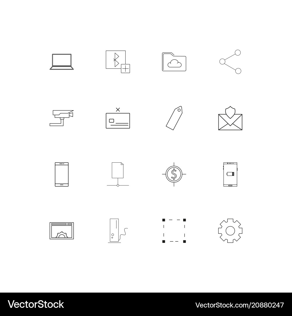 Internet technologies linear thin icons set vector image
