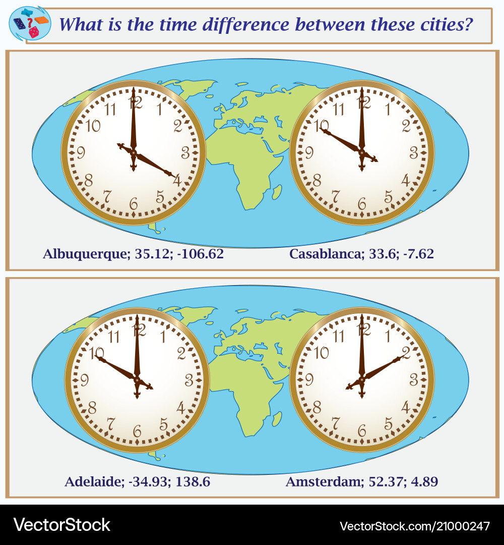 Logical task what is the time difference between Logical task what is the time difference between vector image