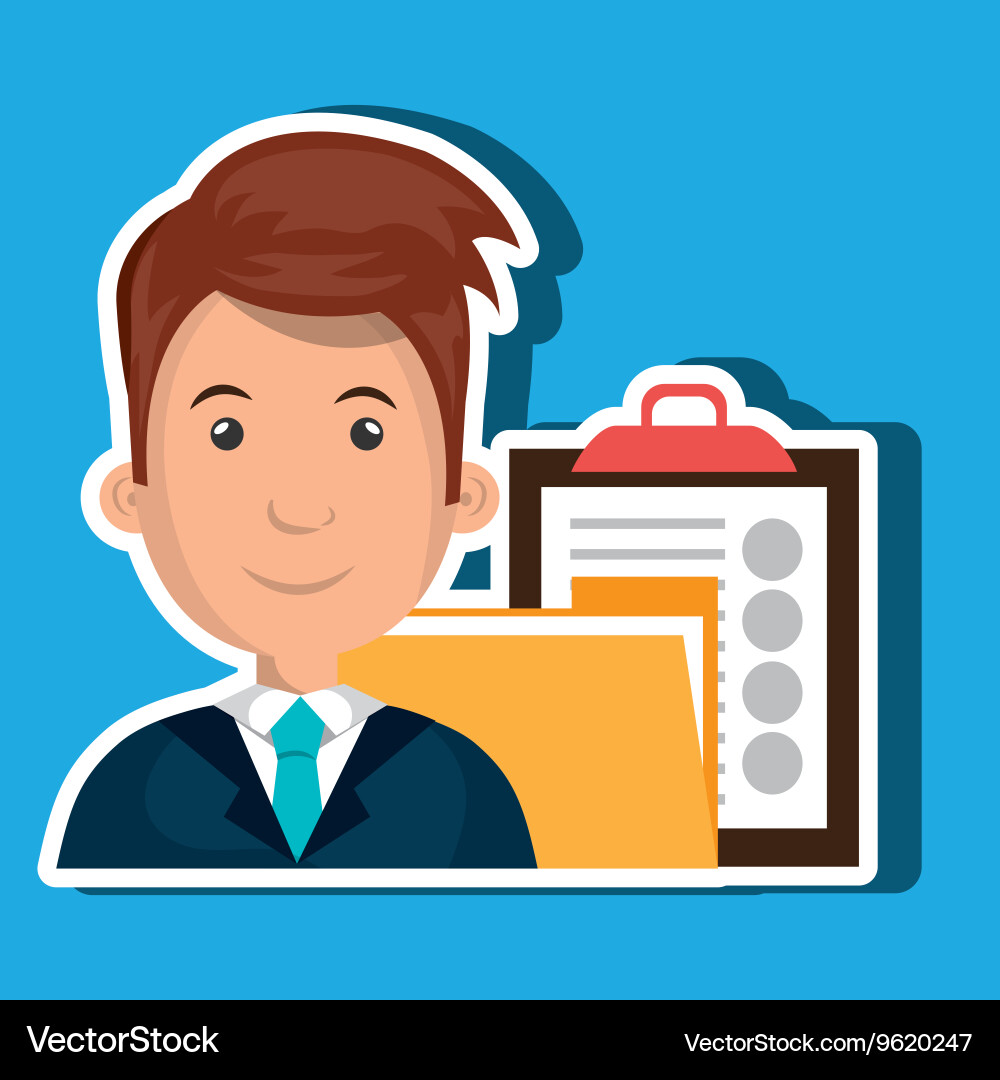 Man with folder and clipboard isolated icon design vector image
