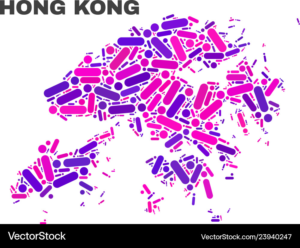 Mosaic hong kong map of dots and lines Mosaic hong kong map of dots and lines vector image