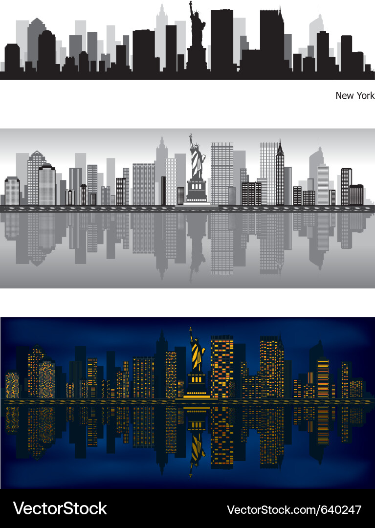 New York City Night Skyline vector image