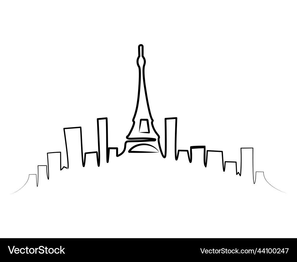 Paris city skyline line drawing Paris city skyline line drawing vector image