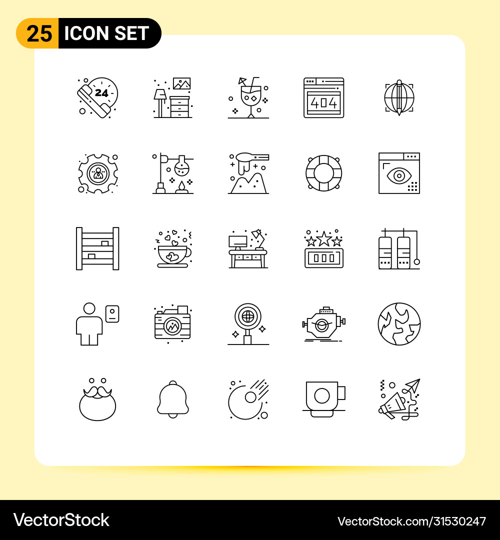 Pictograph set 25 simple lines target error Vector Image