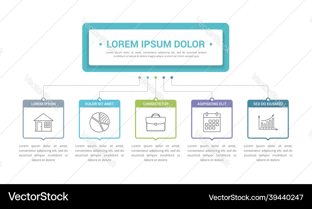 Process Flowchart Template - 5 Steps vector image
