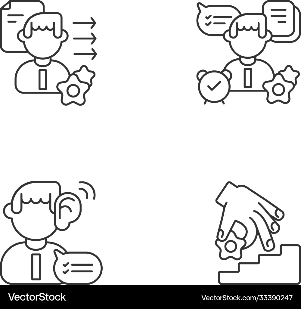 Professional skills development linear icons set Professional skills development linear icons set Vector Image